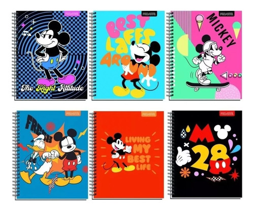 Pack 5 Libretas Cuadernos Mickey Mouse Universitario Proarte