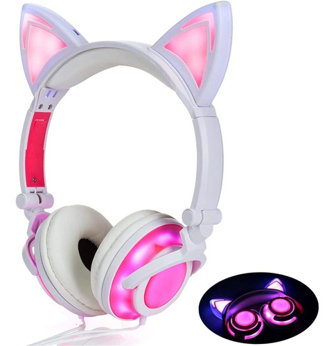 Auriculares Headphones Con Cable Limson Orejas De Gato Led
