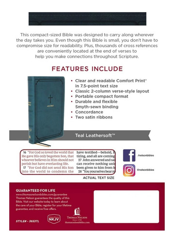 Imagen 4 de 10 de Biblia En Inglés New King James Deluxe Tamaño Compacto Aqua