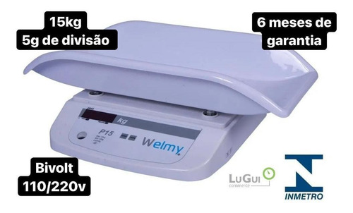 Imagem 3 de 7 de Balança Baby Profissional Branca Até 15kg P15 Inmetro Welmy