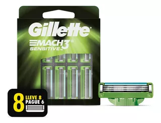Gillette Mach3 Sensitive Cartuchos Para Afeitar 8 Unidades
