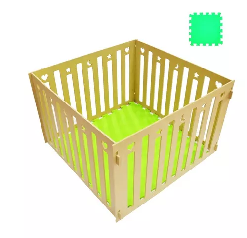 Pelotero Corralito Corral Bebe + Piso 100x100x60cm Madera