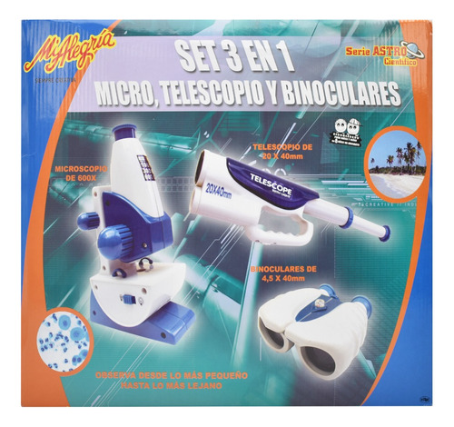 Set 3 En 1 Micro Telescopio Y Binoculares Astro Mi Alegria