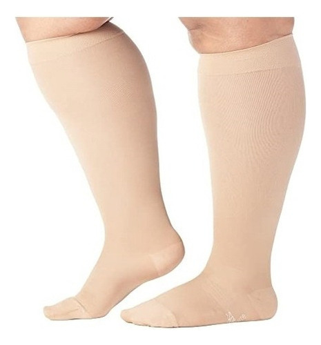 Medias De Compresión  De 20 A 30 Mmhg Color Beige Talla 