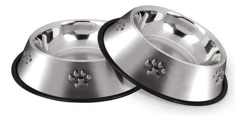 Cuenco Alimentación Perro Antideslizante De Acero Inoxidable
