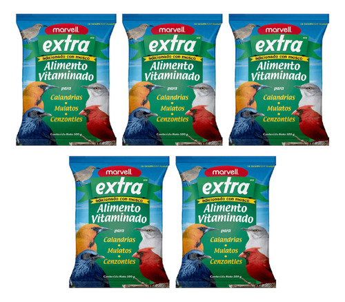 Alimento Extra 500g Para Cenzontles, Calandrias Etc 5 Pzas