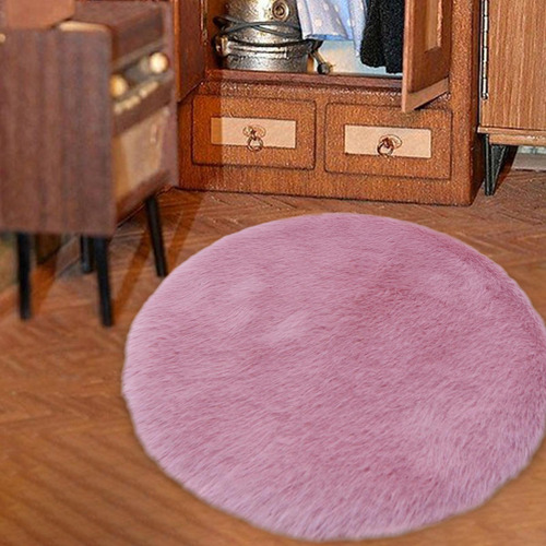 Alfombra De Felpa En Miniatura 1:12, Juguetes Rosa Redondo S