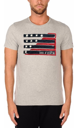 Camiseta Masculina Tommy Hilfiger 100% Original Importado Estampado Cinza Gola Redonda P7 | Mercado Livre