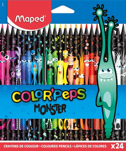 Lapiz Maped Monster Color Peps 24 Lapices Largos Color