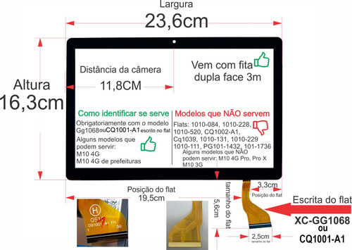 Tela Touch Vidro Tablet Multilaser M10 4g Pro 101b4173-v1