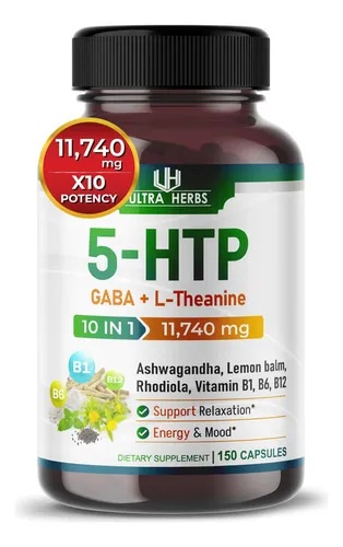 Suplemento 5-htp 11,740 Mg 10 En 1 Con Gaba, L-teanina, Ashw