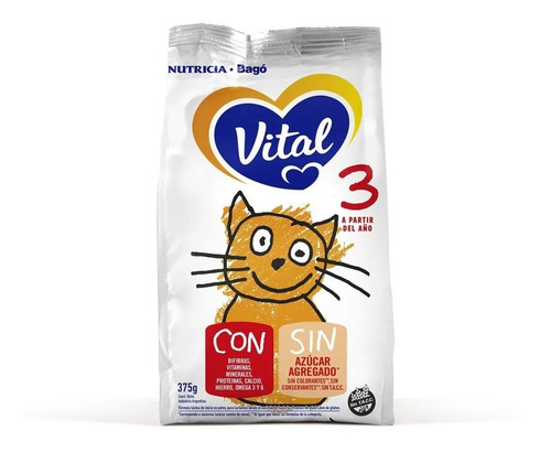 Imagen 1 de 1 de Leche de fórmula en polvo sin TACC Nutricia Bagó Vital 3 en bolsa de 375g - 12 meses a 2 años