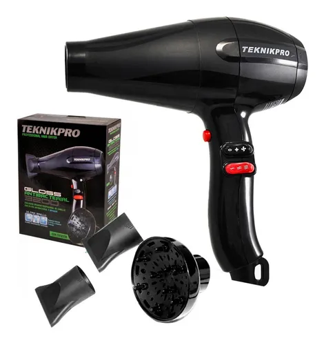 Secador Pelo Profesional New Eco Ion 3200 Teknikpro Difusor Color Plateado