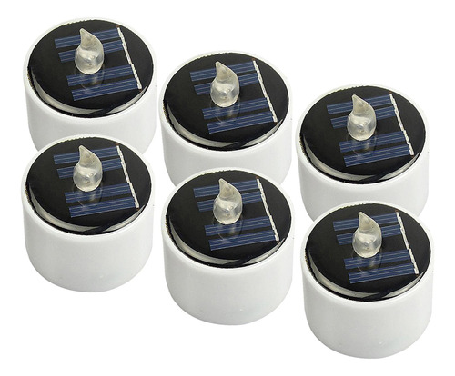 Juego De 6 Velas Led Solares Blancas Cálidas De Té Luz