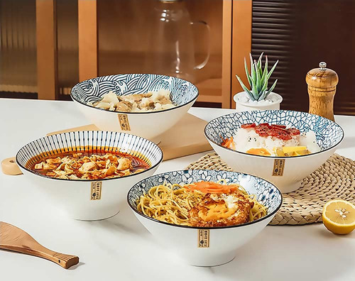 Juego De 4 Cuencos Japoneses Para Ramen De 40 Onzas, Para