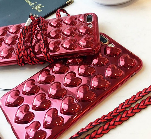 Funda Case iPhone 6 / 6s Corazon Rojo 3d Tpu + Correa Envío