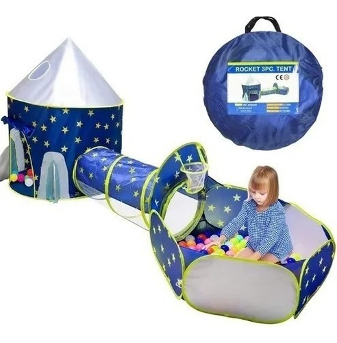 Carpa Cohete Tunel Niños Con Piscina De Pelota