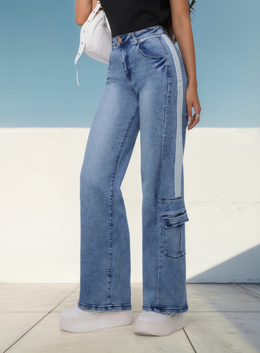 Jeans Sueltos Cargo Para Mujer Pantalones Rectos Tiro Alto