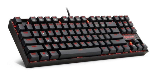 Teclado gamer Redragon Kumara K552 QWERTY OUTEMU Blue português brasil de cor preto com luz vermelho