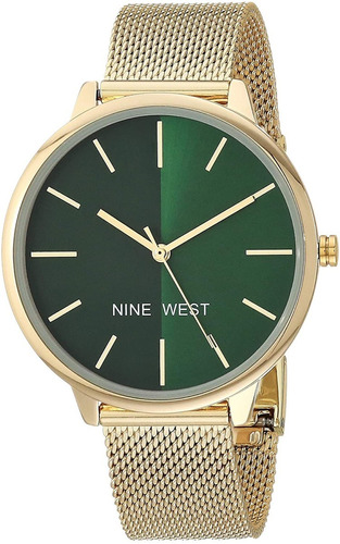 Nine West Reloj De Pulsera De Malla Para Mujer Nw/1981 Color de la correa Dorado Color del bisel Dorado Color del fondo Verde