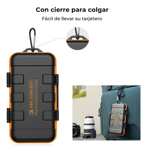 Tarjetero K&f Camera Battery Sd Para 4 Tarjetas Sd Y 2 Bater