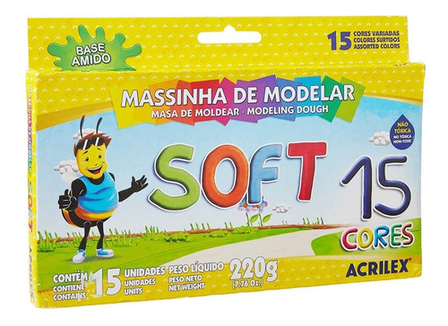 Acrilex Massinha De Modelar Soft 220g 15 Cores