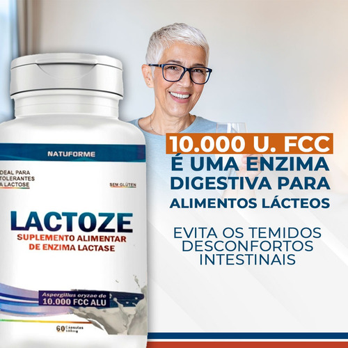 Lactase 10.000 Fcc Alu Intolerância À Lactose 60caps Sem Sabor