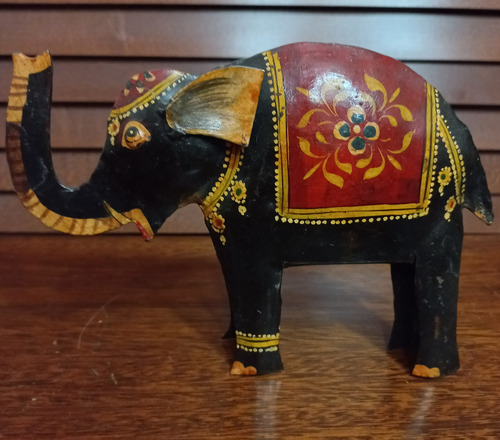 Elefante Metálico Hecho En India Pintado A Mano Vintage