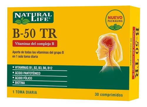 Natural Life B 50 Complex 30 Comp Vitaminas Para Cabello Sabor Sin Sabor