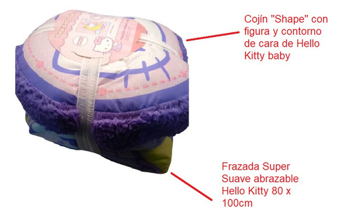 Frazada Super Suave .1 X .8m + Cojin Shape Hello Kitty Baby
