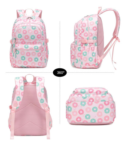Createy Donut Prints Mochila Para Niñas Con Lonchera Mochila
