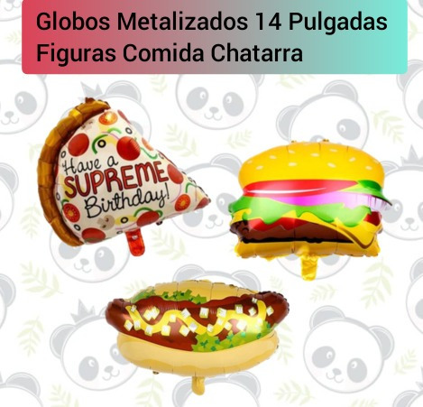 Globos Metalizados Figuras 14 Pulgadas Hamburguesa Pizza