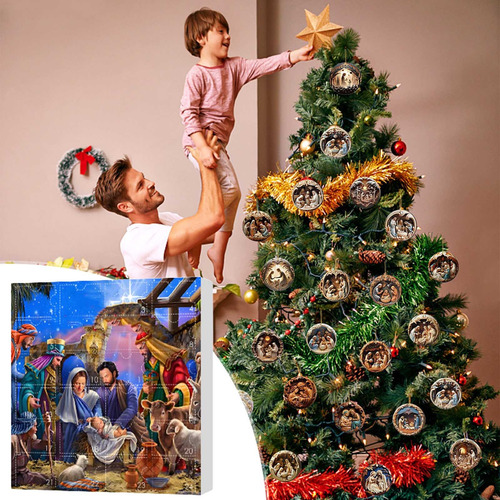 Decoración Navideña Con Calendario De 24 Días De Adviento