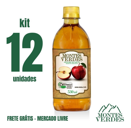 Vinagre Orgânico De Maçã Montes Verdes - Kit 12 Unidades