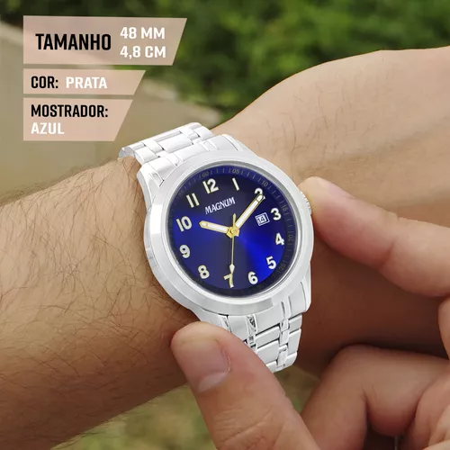 Relógio Masculino Magnum Prata Original Garantia 2 Anos Top