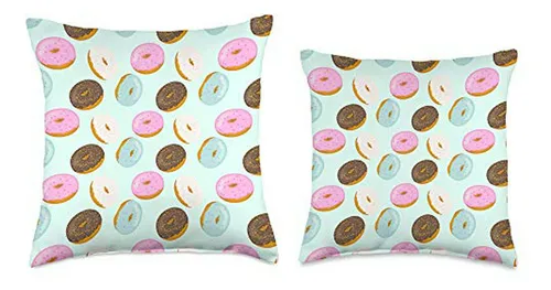 Cojín Multicolor Con Diseño De Donas Azules