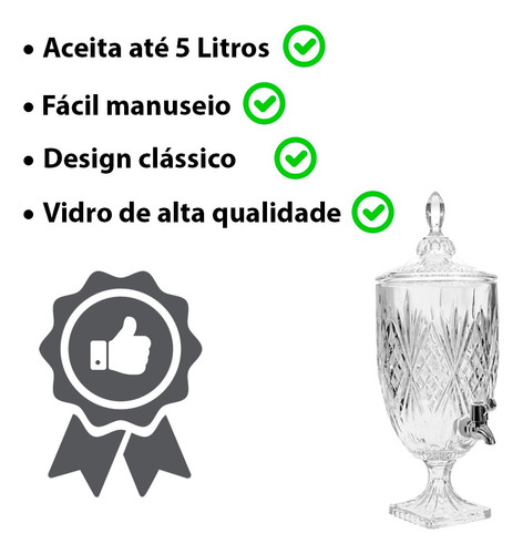 Suqueira De Vidro Monte Carlo 5 Litros