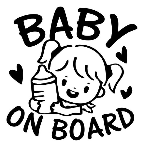 Sticker Bebé A Bordo Personalizada Niña Con Botella