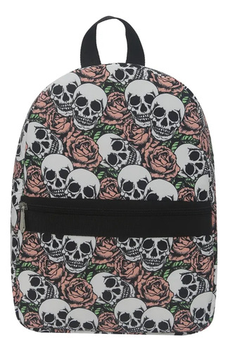 Mochila Chica De Calavera Y Rosas, Backpack