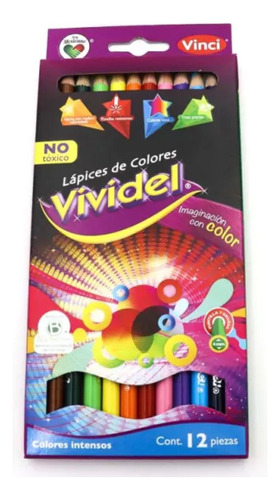 Lápices De Colores Redondos Vividel 4 Mm Caja Con 12 Piezas