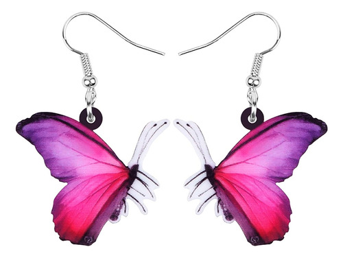 Aretes O Pendientes Colgantes De Mariposa Floral Rosados