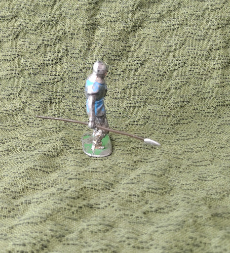Soldado Plomo Hueco Timpo 1950 Soldado Medieval Lanza 54mm Azul (Usado)