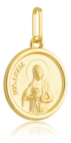 Pingente Medalha Santa Luzia Ouro Amarelo 18 Kl