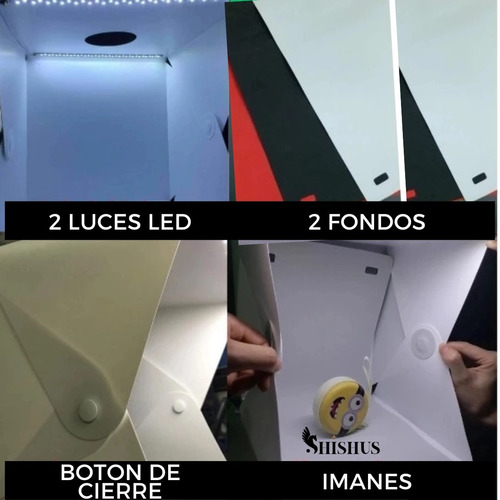 Imagen 2 de 3 de Caja Estudio Fotográfico Plegable Con Luz Led De 40x40x40cm