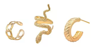 Aretes Pendientes Orejeras Color Oro Serpiente Para Mujer