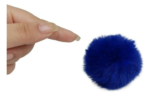 Pompom Pelúcia Azul Royal 70mm - Com 30 Unidades - Brx