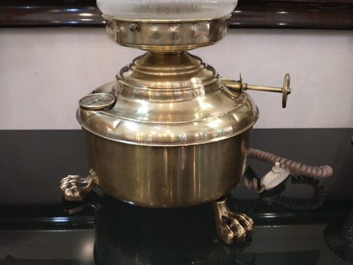 Imagen 3 de 10 de Antigua Lámpara Velador De Bronce Con Base De Calentador