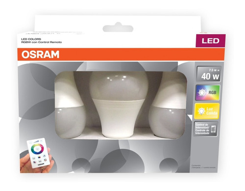 Lámpara Led Osram 7.5w Rgb Dimerizable C/control E27 X3 - E. A Color De La Luz Rgb