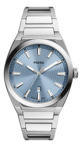 Reloj Hombre Fossil Fs5986 Everett Color de la correa Plateado Color del bisel Plateado Color del fondo Azul