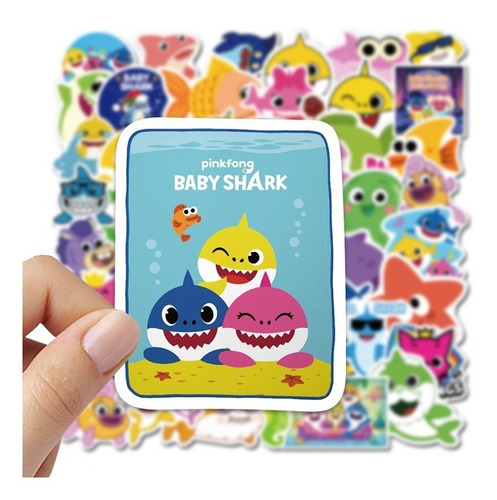 Imagen 4 de 4 de Tiburón Bebé - Set De 50 Stickers / Calcomanías / Pegatinas